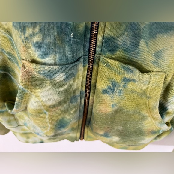 Aviator Nation KID'S HAND DYED ZIP HOODIE - TIE DYE GREEN YELLOW - Picture 6 of 7